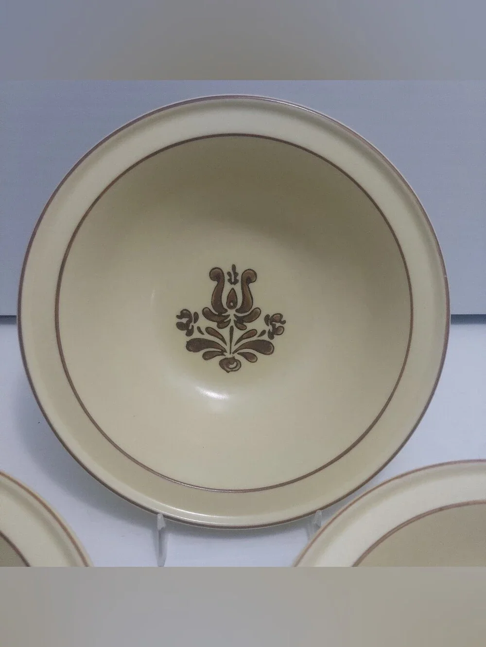 SET OF 4 VINTAGE PFALTZGRAFF VILLAGE BROWN AND CREAM COLORED CEREAL BOWLS 6